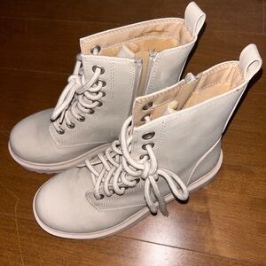 Light Gray Lace-Up Boots